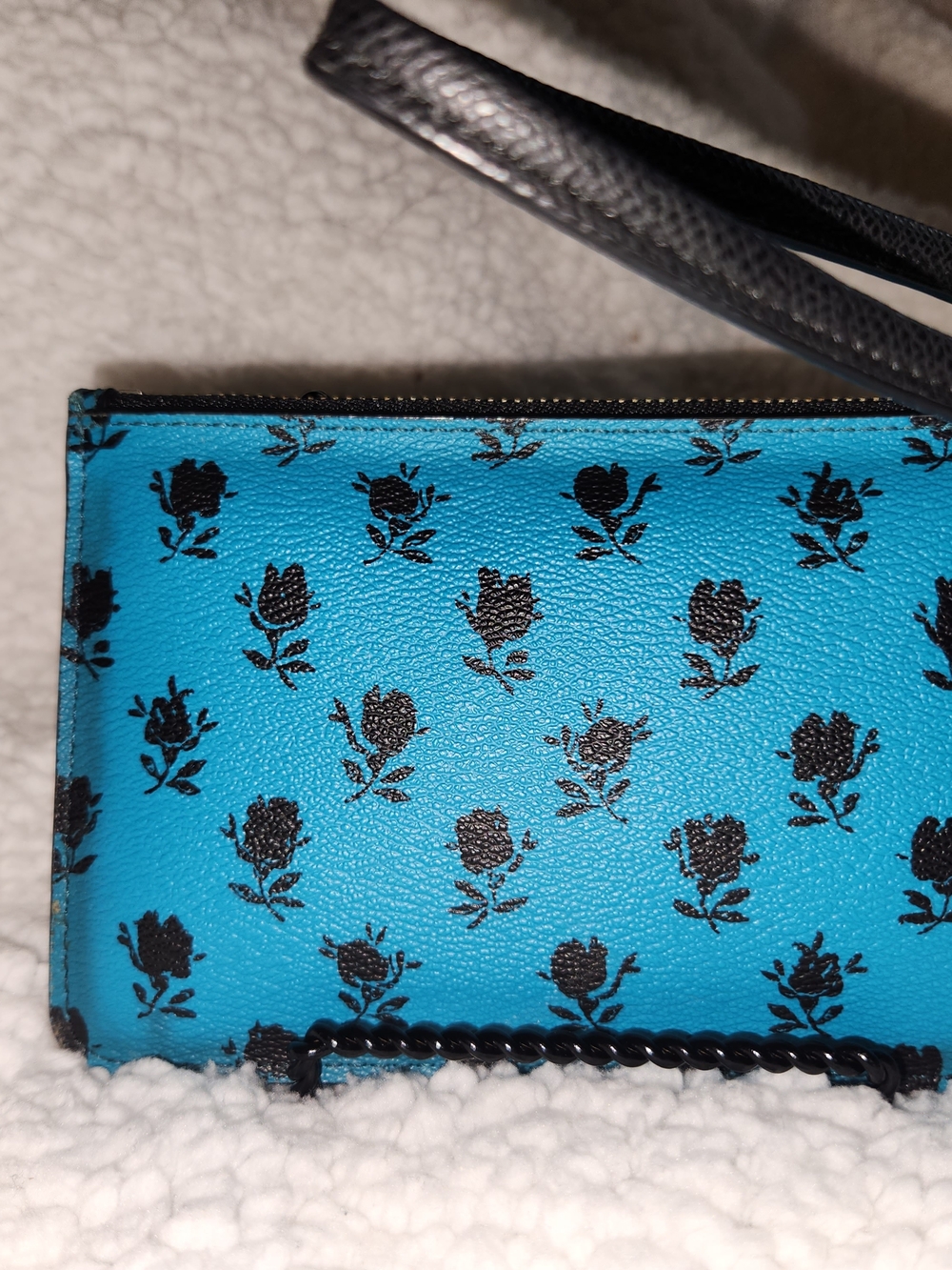 COACH Badlands Turquoise Floral-Print Wristlet with Black Roses - Picture 3 of 5
